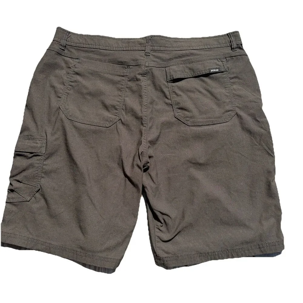 Prana Standard Fit Stretch Zion II Shorts Men’s 38 Webbing Belt Zip Pocket Tech
